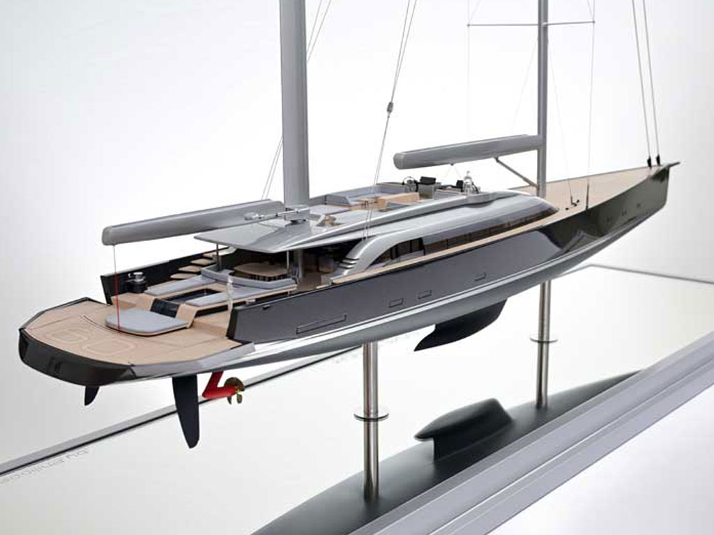 Ketch-de-60m-dessine-par-PhilippeKetch de 60m dessiné par Philippe Briand pour le Monaco Yacht Show 2022